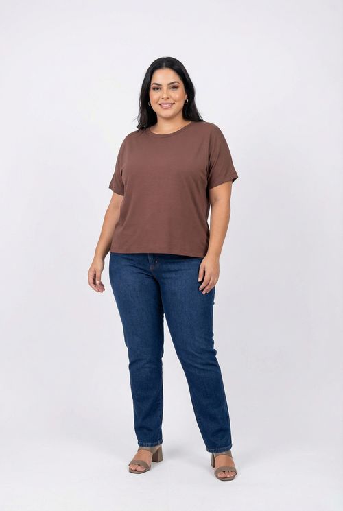 Camiseta fem fpm fgt002 visc hello k mar marrom medio