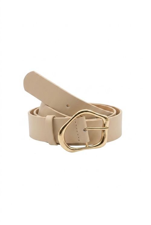Cinto Feminino Nude Fivela Dourada Orgânica