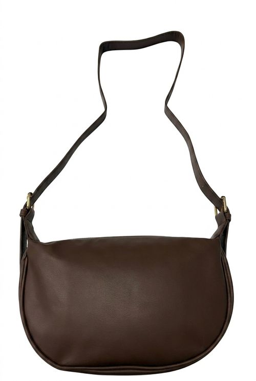 Bolsa Feminina Marrom Escuro Meia Lua Transversal