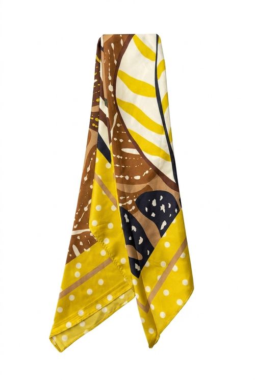 Lenço Feminino Multicolorido Estampa Abstrata Poás Listras Fluidas