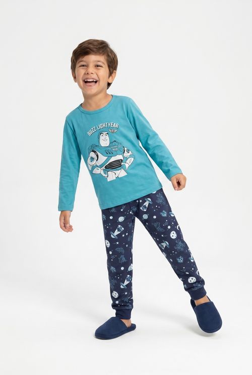 Pijama Infantil Menino Azul Espacial Buzz Lightyear