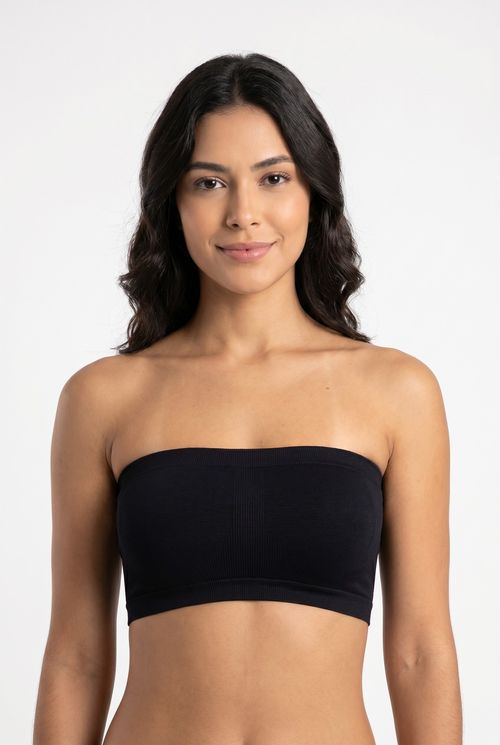 Top Faixa Feminino Preto Canelado