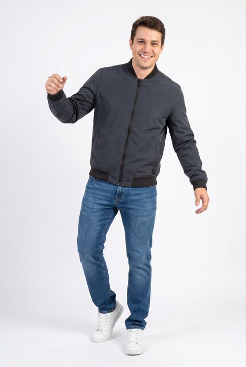 Jaqueta Bomber Masculina Microfibra Preta c/ Bolsos