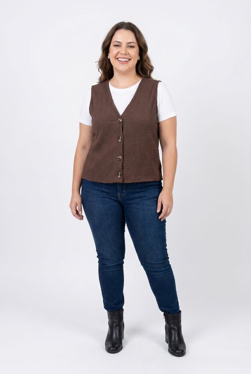 Colete fpm cs fgo002 s/m botoes marrom marrom escuro