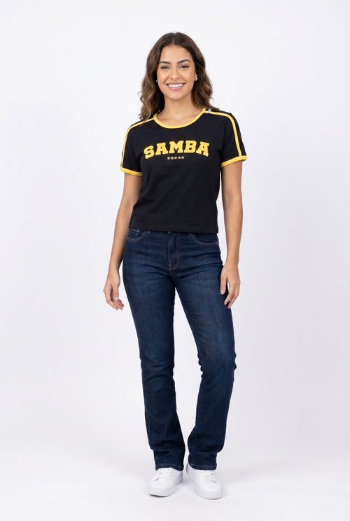 Blusa fem jovem ffl417 m/c samba preto preto
