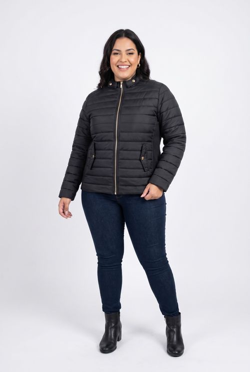 Jaqueta fem fpm fgj017 puffer c/ bolsos preto