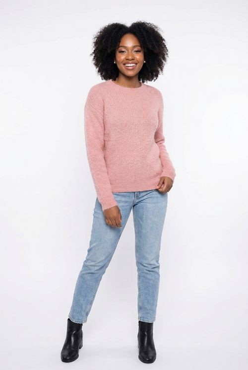 Blusa fem rom frl187 m/l tricot felpudo rosa claro