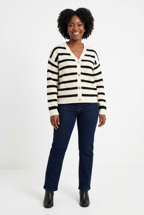 Cardigan fem casual fcag008 listrado estampado