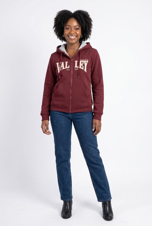 Top moletom fem rom frm028 sherpa valley vermelho escuro