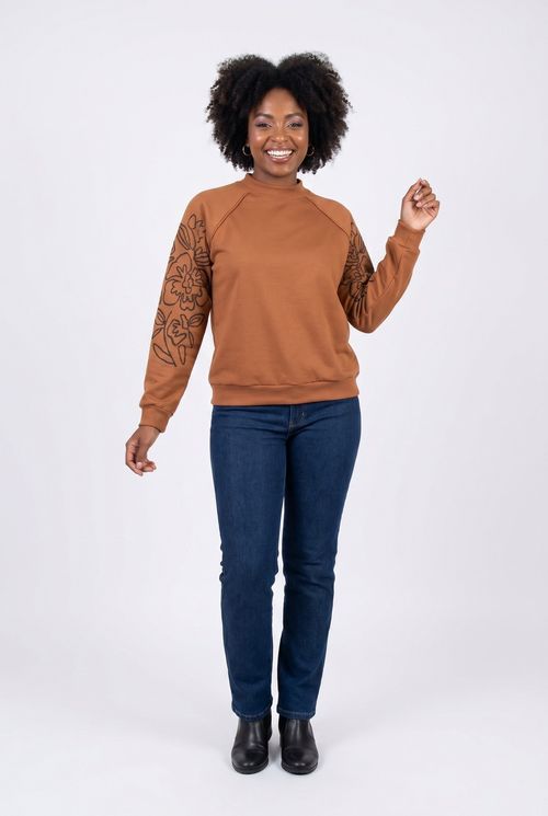Moletom fem cas fcam006 lateral puff mar marrom claro