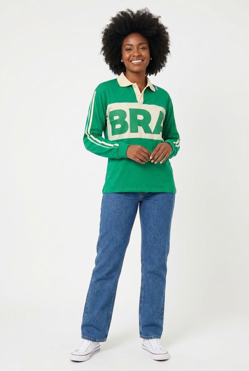 Blusa Polo Feminina Verde Jovem Estampa BRA