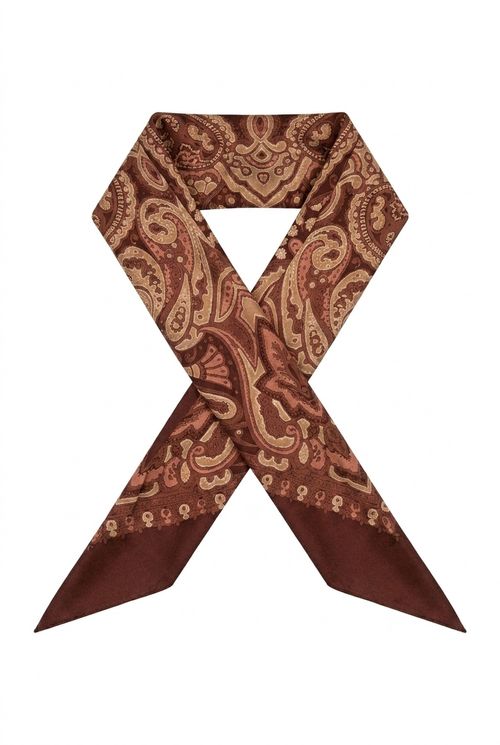 Lenço Bandana Feminina Marrom Paisley