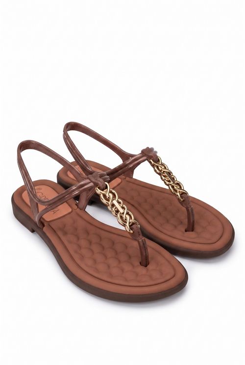 Rasteira Feminina Cobre Elos Dourados