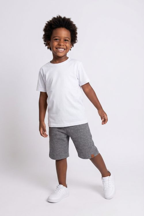 Bermuda Infantil Menino Mescla Escuro Lisa