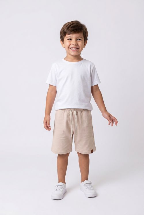 Bermuda Infantil Bege Liso