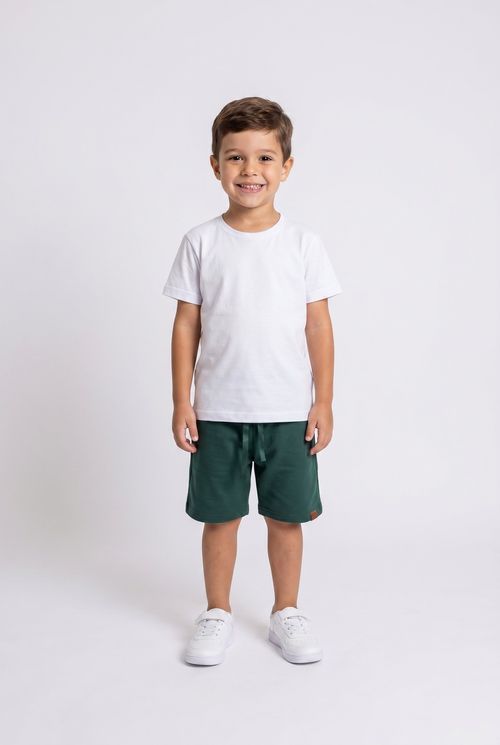 Bermuda Infantil Menino Verde Escuro Liso