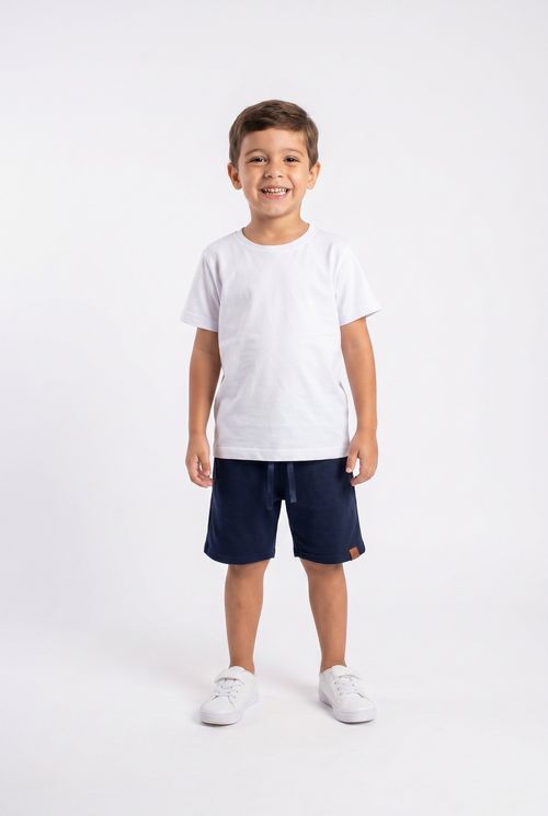 Shorts de Moletom Infantil Azul Marinho Liso