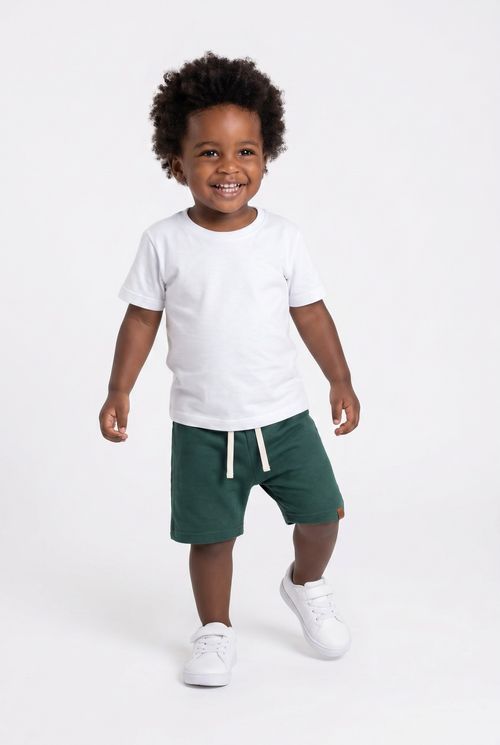 Bermuda Infantil Menino Verde Escuro Lisa