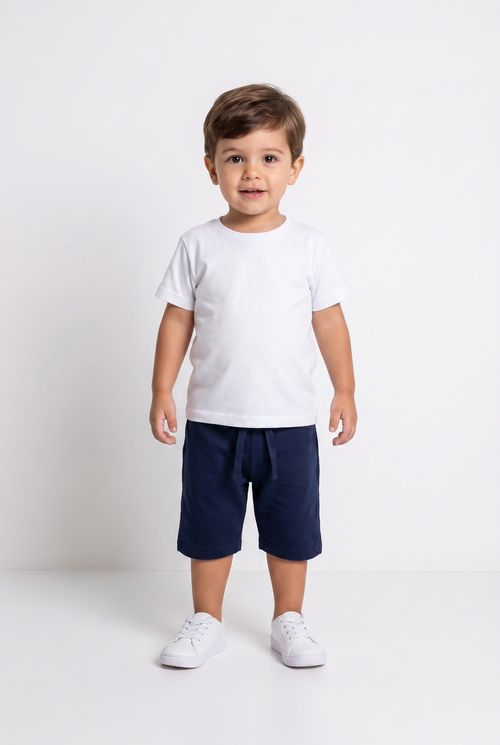 Bermuda Infantil Menino Azul Marinho Liso