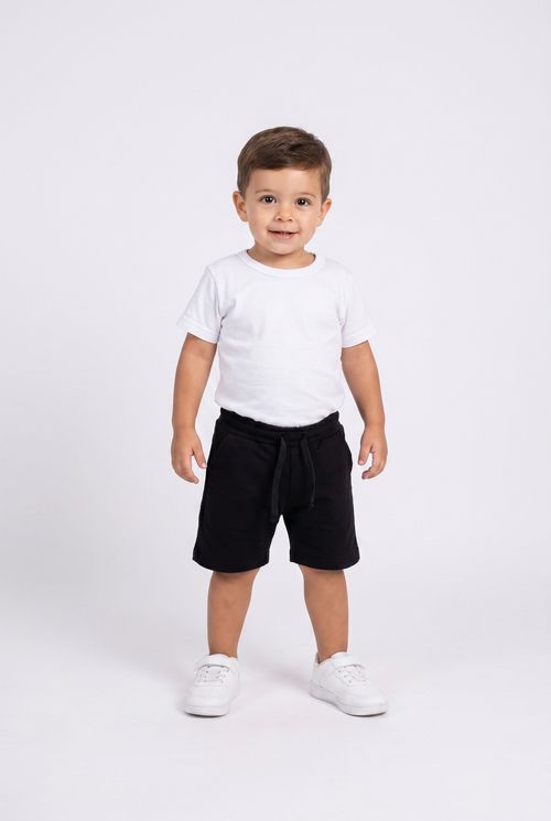Bermuda Moletom Infantil Menino Preto Liso