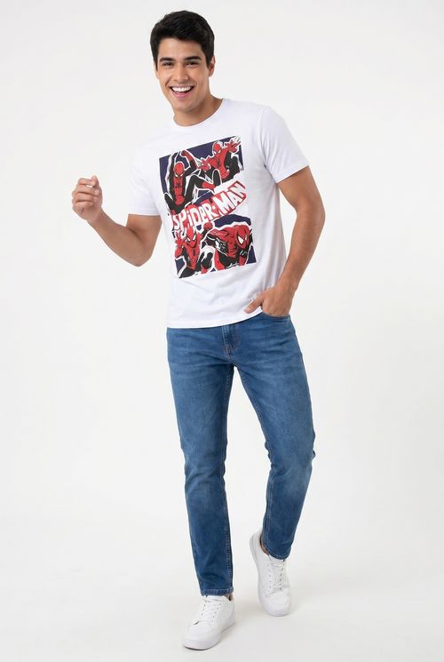 Camiseta Masculina Branca Jovem Estampa Spider-Man Marvel