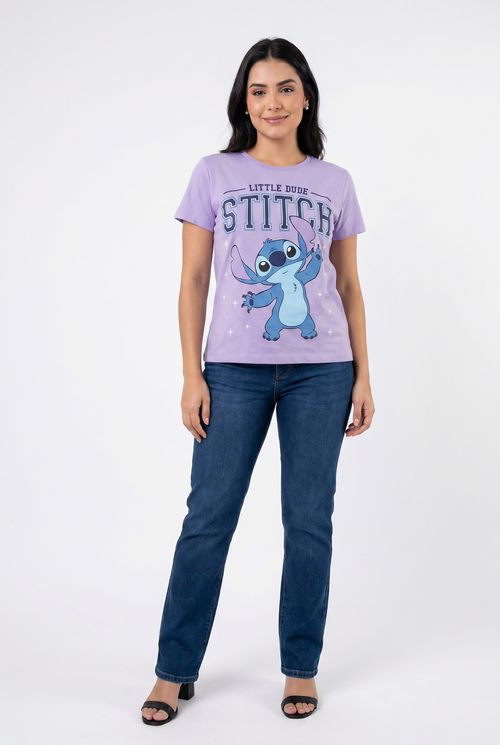 Camiseta fem promo mc lic stitch star li roxo claro