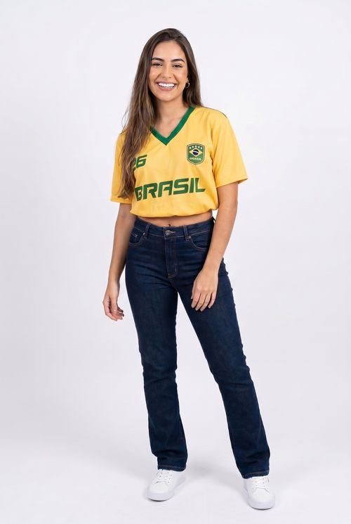 Blusa fem fsh ffl415 m/c copa brasil amr amarelo