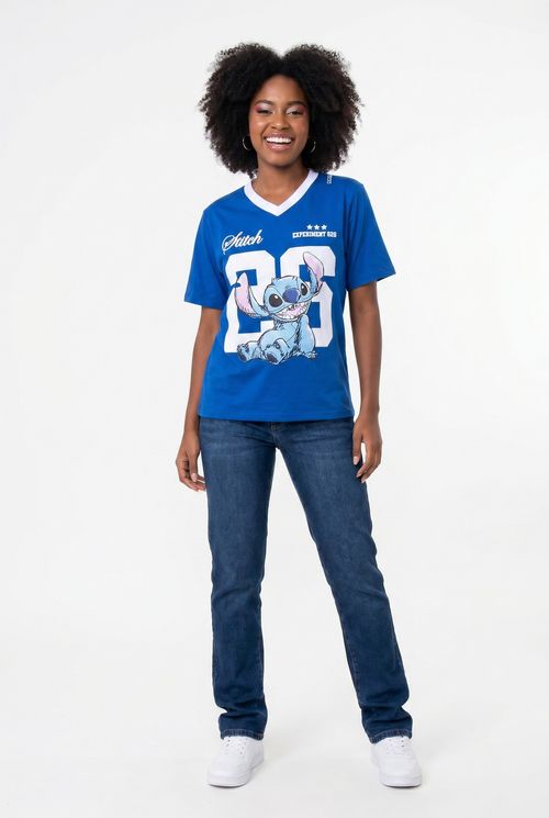 Camiseta fem fsh ffl373 lic stitch azul azul medio