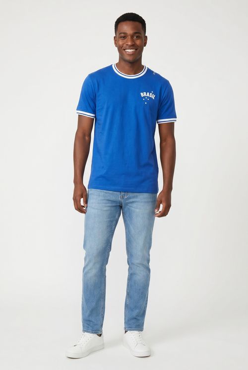 Camiseta masc street copa br contr azul azul medio