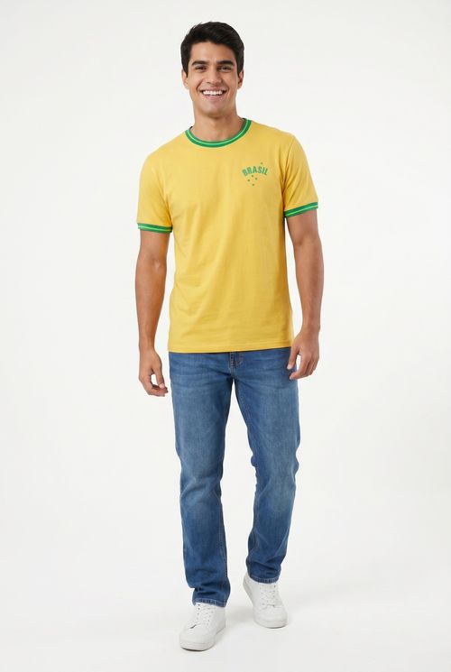 Camiseta masc stre copa br contr amarelo amarelo medio