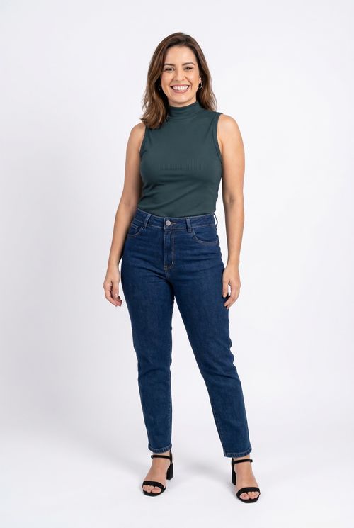 Regata fem city s/m gola alta ribana ver verde escuro