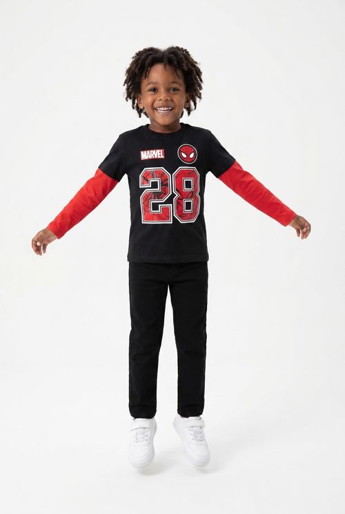Camiseta Infantil Menino Preto e Vermelho Homem-Aranha 28
