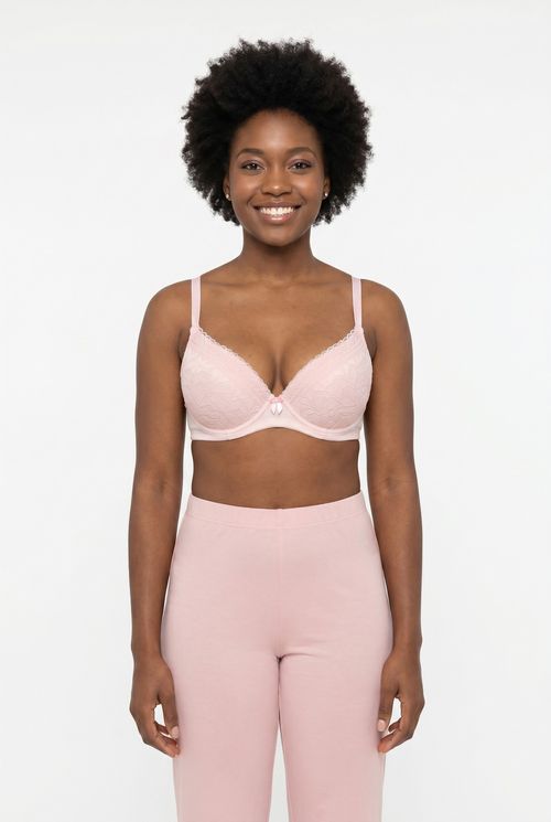 Sutiã Feminino Conforto Rosa Claro Renda Delicada