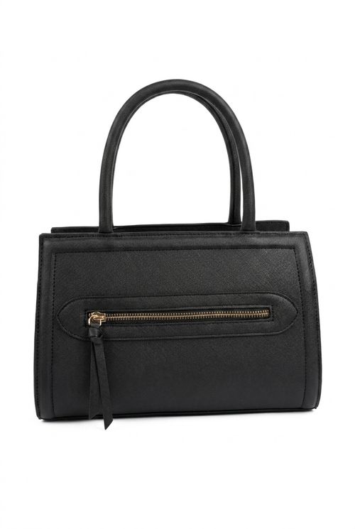 Bolsa Feminina Preta com Zíper Dourado