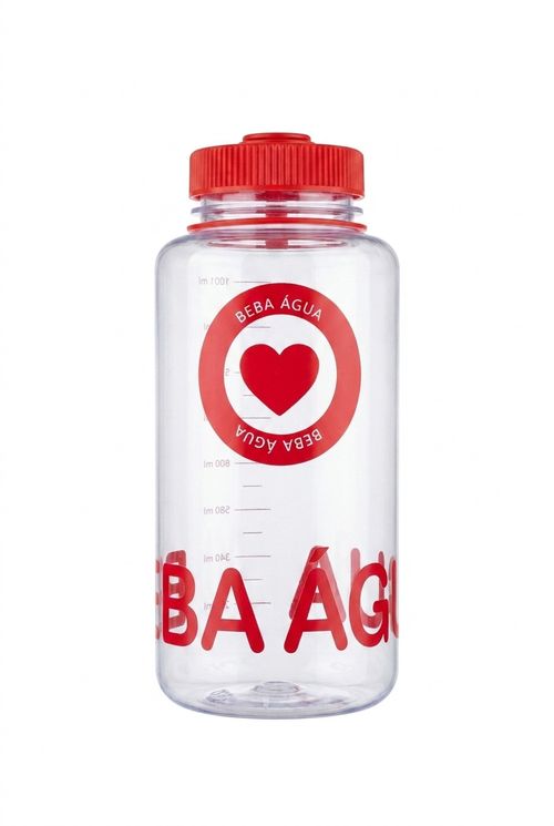 Garrafa Transparente Motivacional Beba Água Coração Medidor 1L
