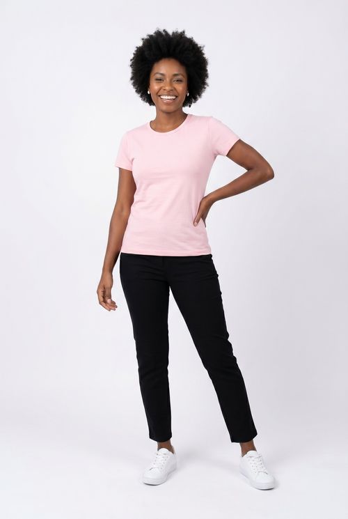 Blusa fem promo manga curta cotton rs cl rosa claro