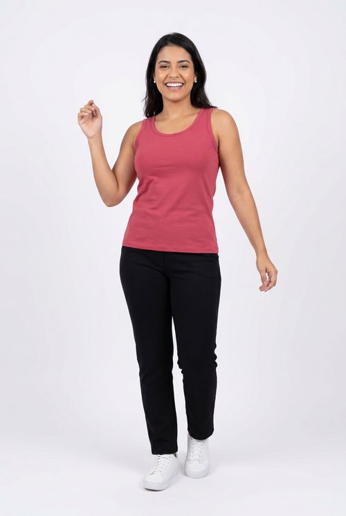 Regata fem promo alca larg cotton rosa rosa escuro