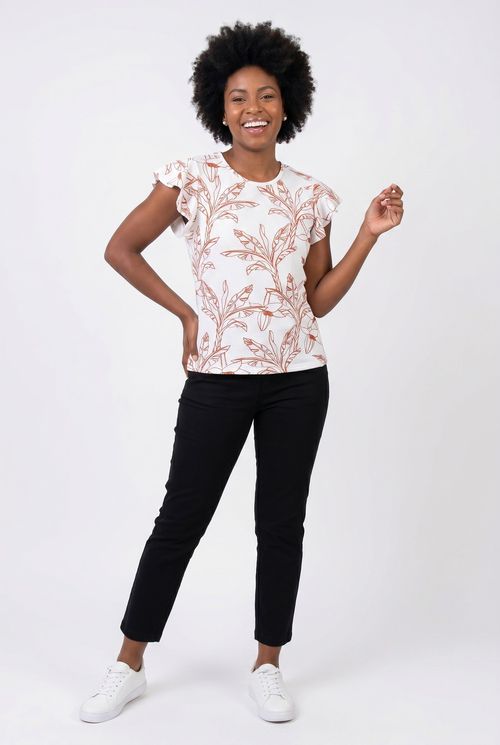 Blusa fem cas m/c pipoquinha estampada estampado