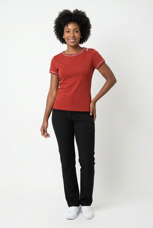 Blusa fem cas m/c ribana laranja vivo of laranja escuro