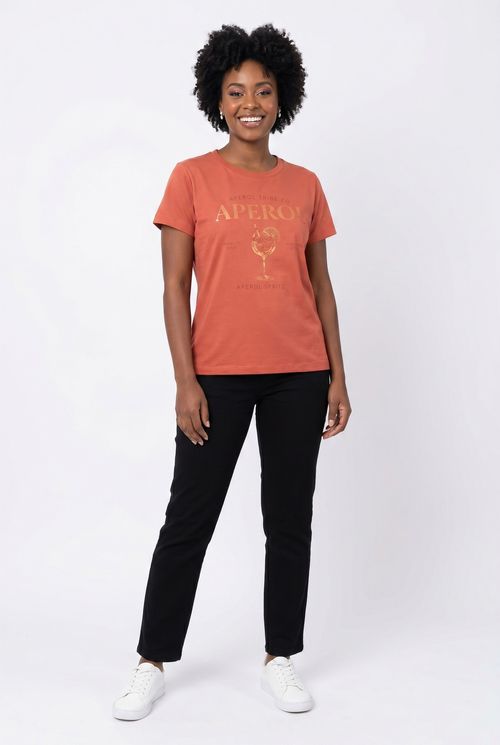 Blusa fem promo fcal487 m/c aperol laran laranja escuro