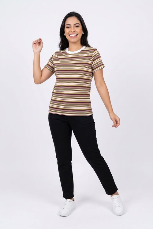 Blusa fem promo fcal488 m/c m/m listras estampado