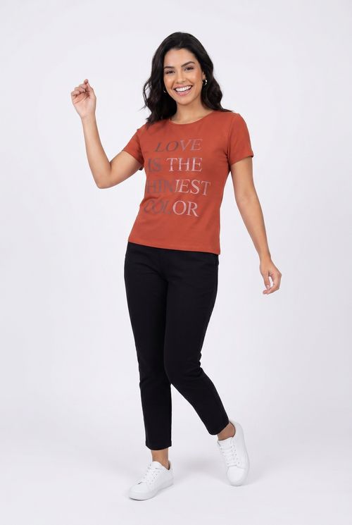 Blusa fem promo m/c visco loc foil verme vermelho medio