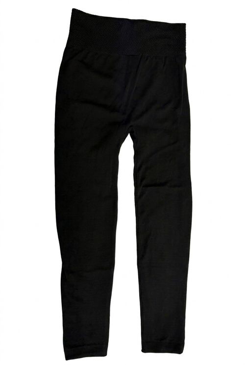 Legging Térmica Feminina Preta Liso com Faixa Texturizada