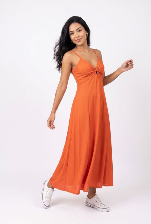 Suéter Feminino Laranja Escuro Fio Lurex Brilho Sutil
