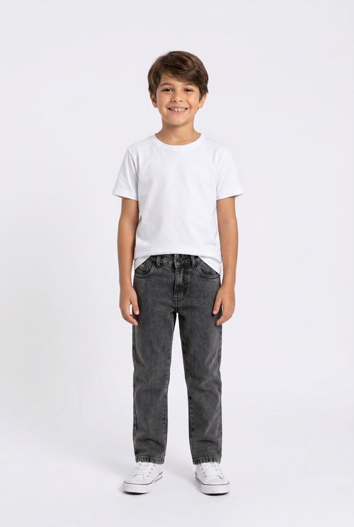 Calça Jeans Reta Infantil Menino Preto Estonado