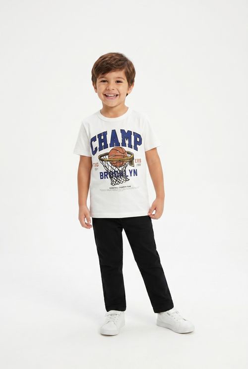 Camiseta Infantil Menino Off White Basquete Champ Brooklyn