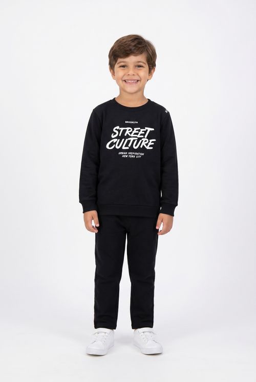 Blusão Moletom Infantil Preto Brooklyn Street Culture