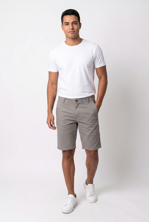 Bermuda Chino Masculina Cinza Médio