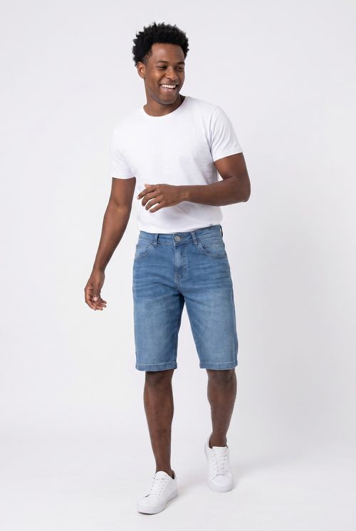 Bermuda Jeans Masculina Azul Claro