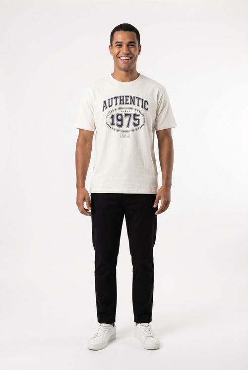 Camiseta Masculina Off-white Estampa 'Authentic 1975'